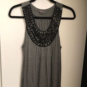 Grey tank top with black sequin detail